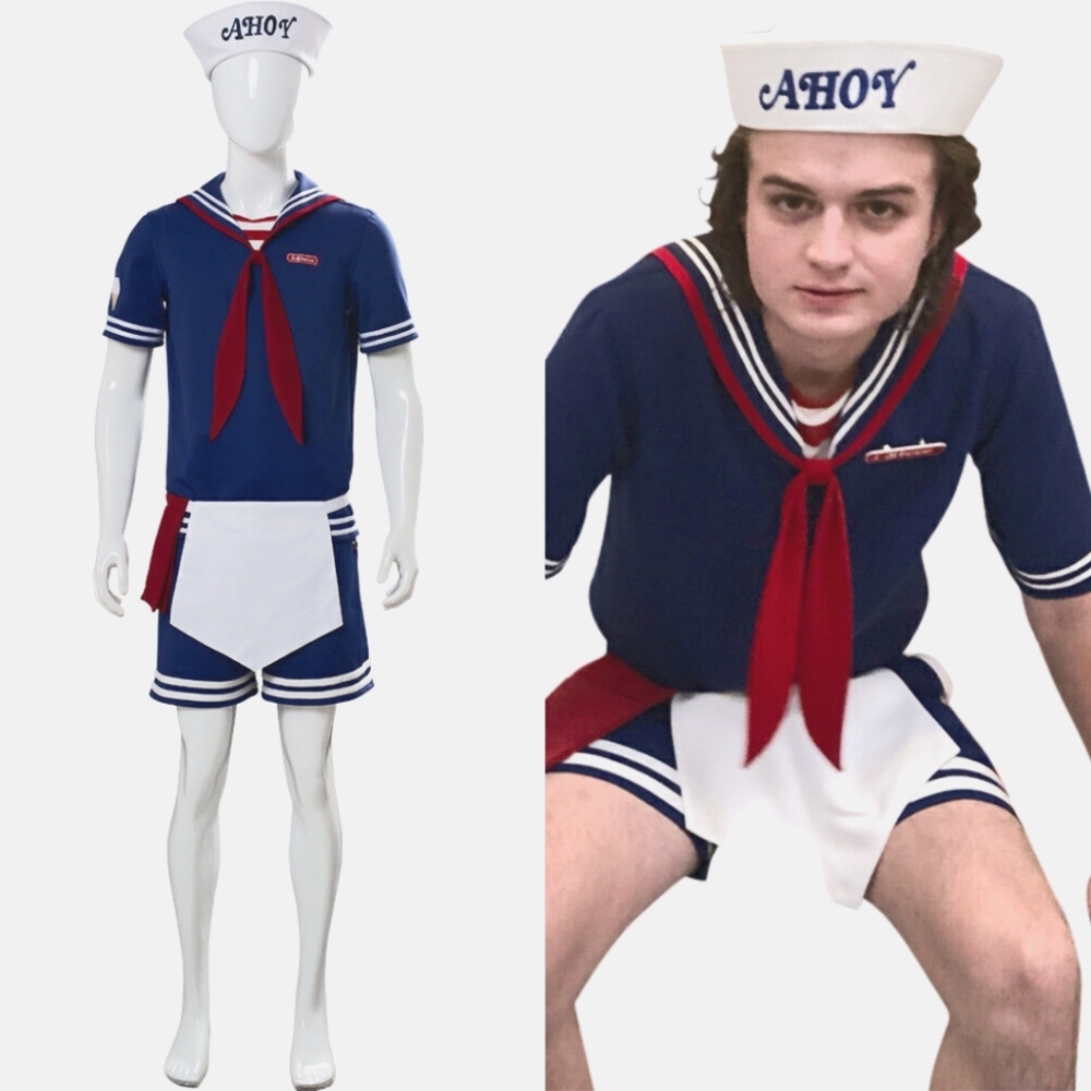 Stranger Things Season 3 Steve Harrington Scoops Ahoy Costume Cosplay Mens Adult